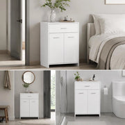 Bathroom Cabinet, White, 60x33x80 Cm, Wood-based Material