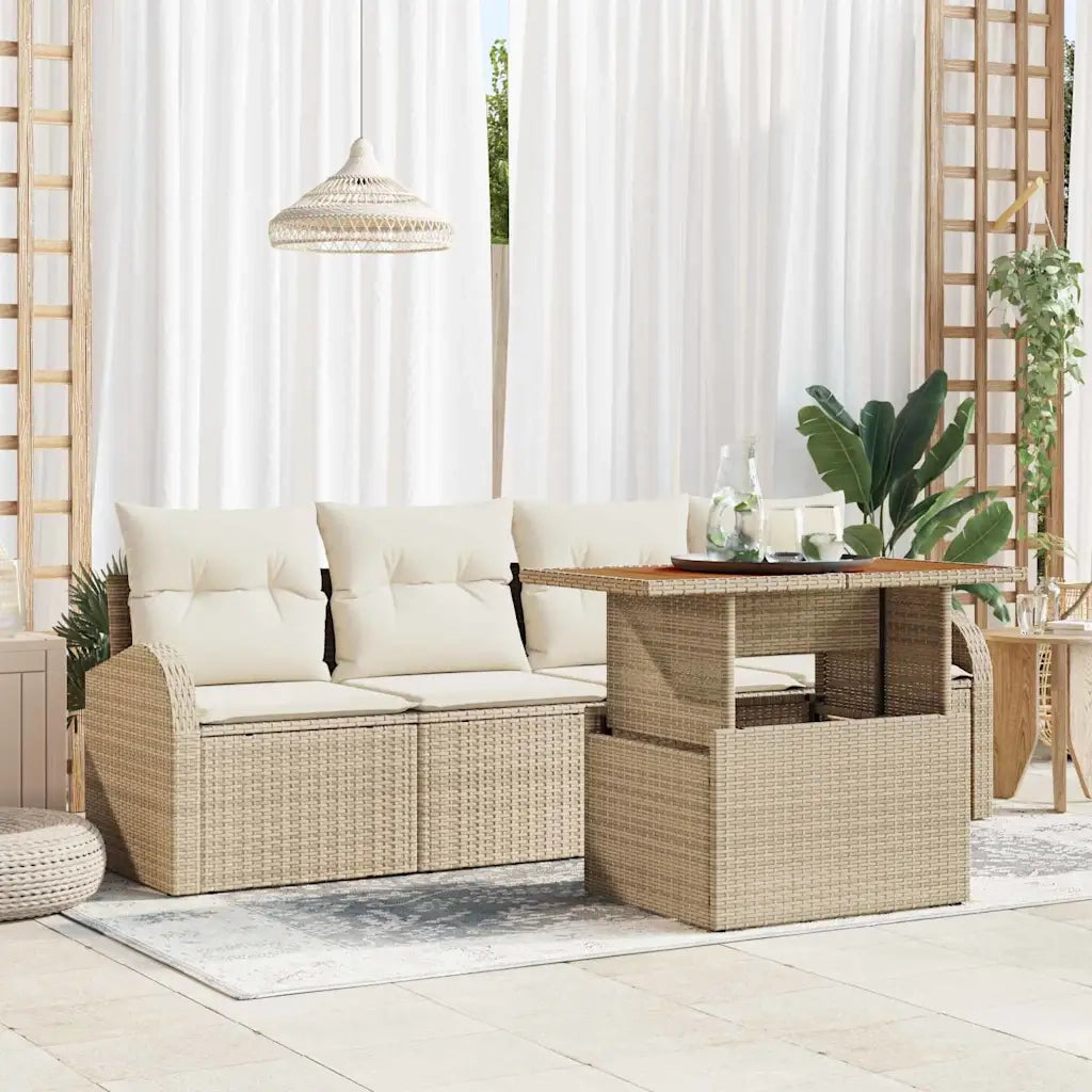 Set Divano da Giardino con cuscino 5 pcs beige e panna