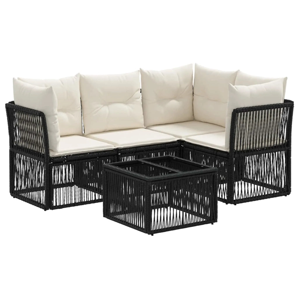 Set Divano da Giardino 5 pz Nero polyrattan 3434212