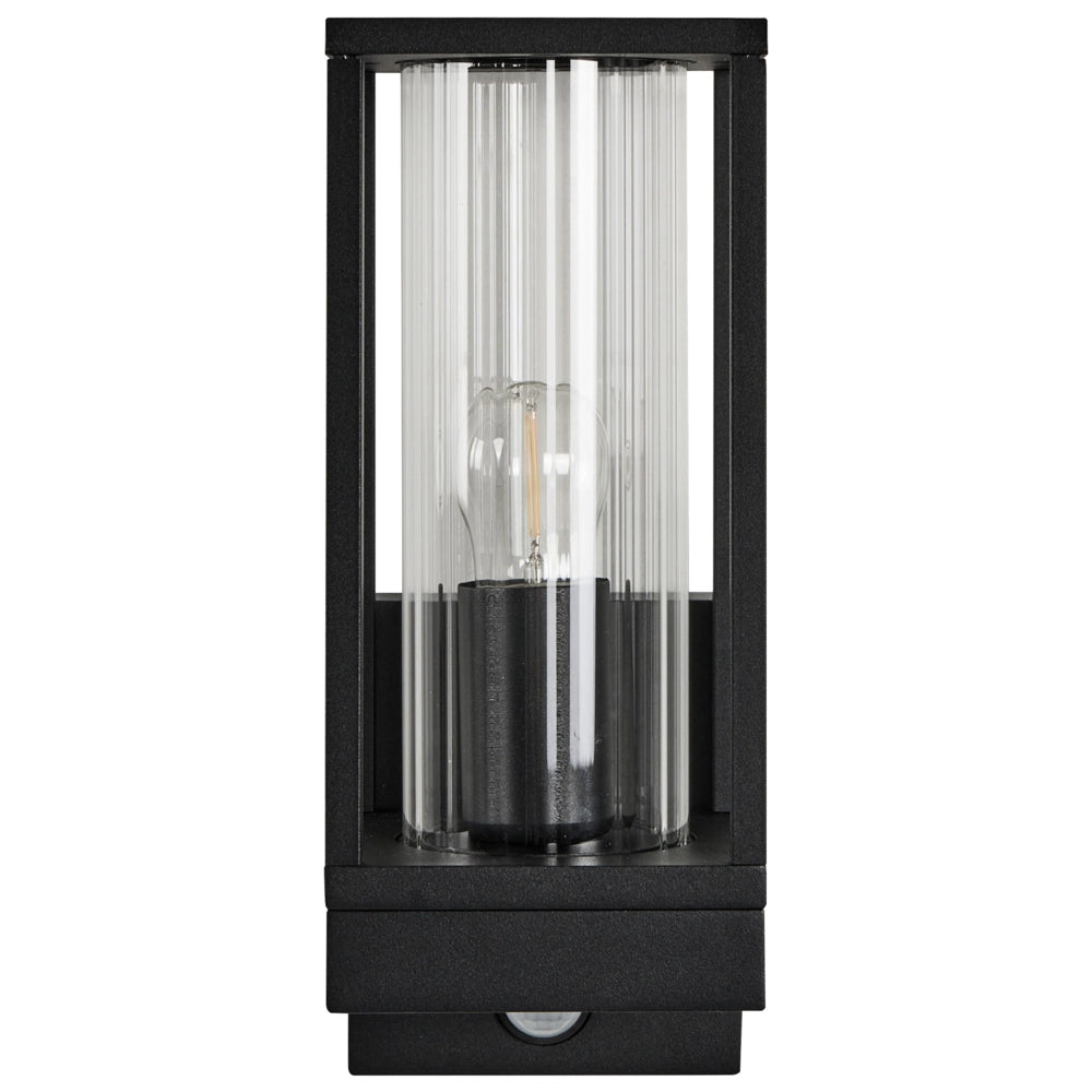 Applique da esterno in alluminio nero con sensore di movimento e illuminazione d'accento, IP44, design moderno