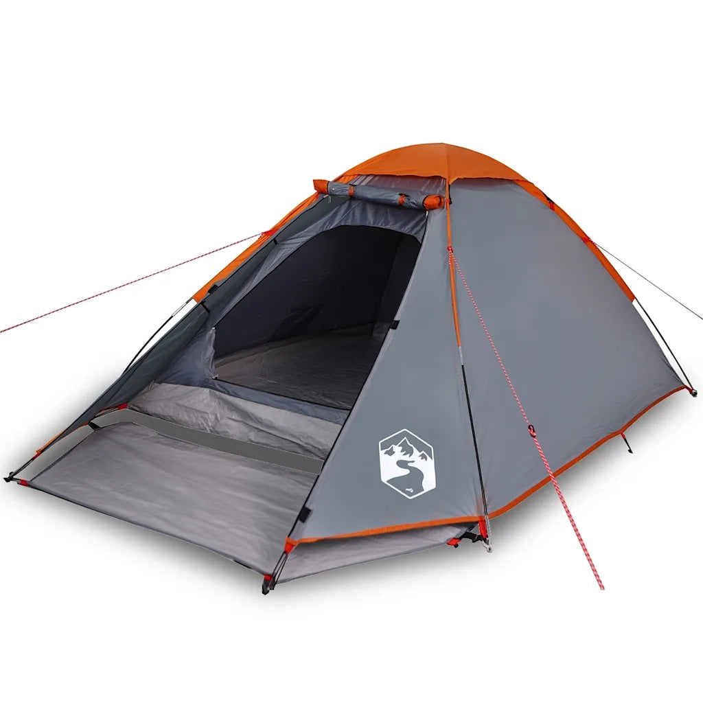 Tenda da Campeggio a Cupola 2 Persone-Tenda per Escursionismo Grigio e Arancione 938690