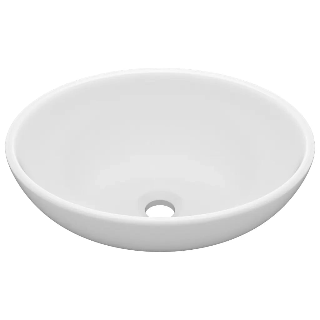 Lavandino Lusso Ovale Bianco Opaco 40x33 cm in Ceramica 146921
