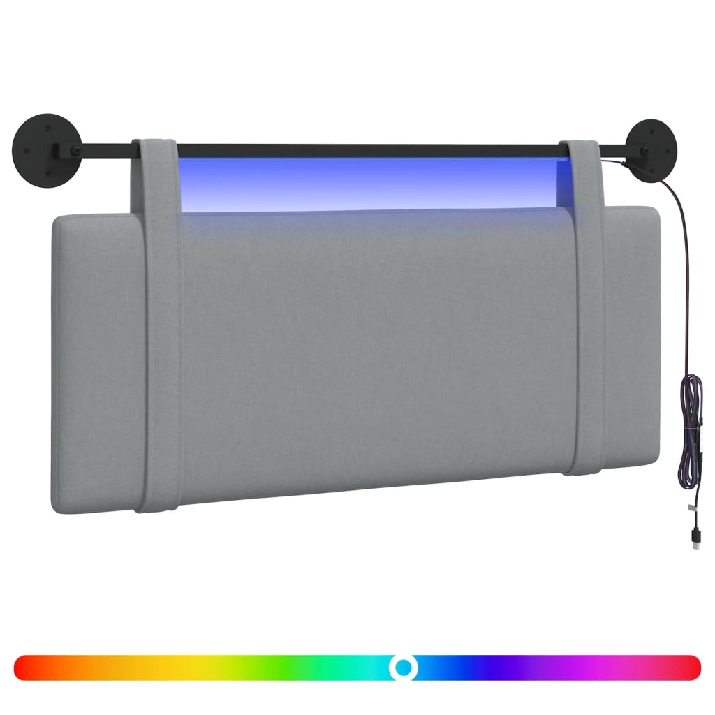 Testiera | Testata sospesa Con luce LED Grigio Chiaro Tessuto