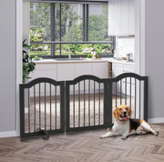 Cancelletto per cani 154,5x61 cm in legno nero, pieghevole, salvaspazio