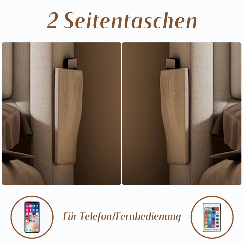 DESMIU Lit Coffre 140 × 200 cm 2 Posti con LED, USB, Type-C e 4 Cassetti, Materasso Incluso, Beige