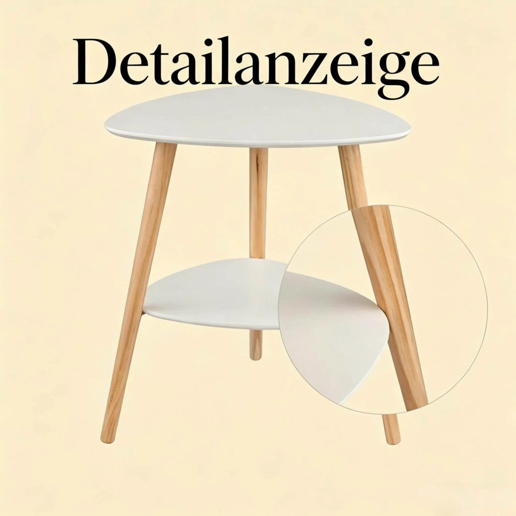 Tavolino Laterale Bianco con Due Ripiani in MDF e Legno Massello 50x40x55 cm