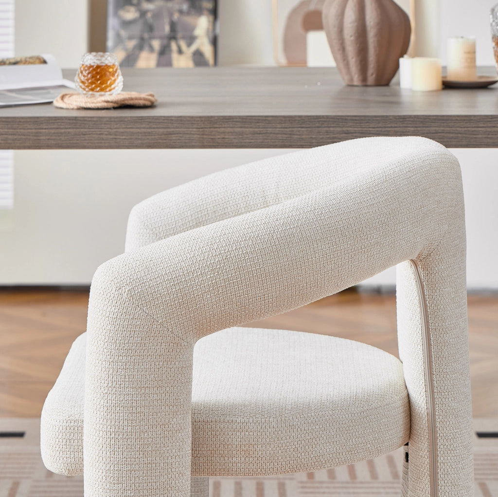 SEDIA con Braccioli in Chenille Beige