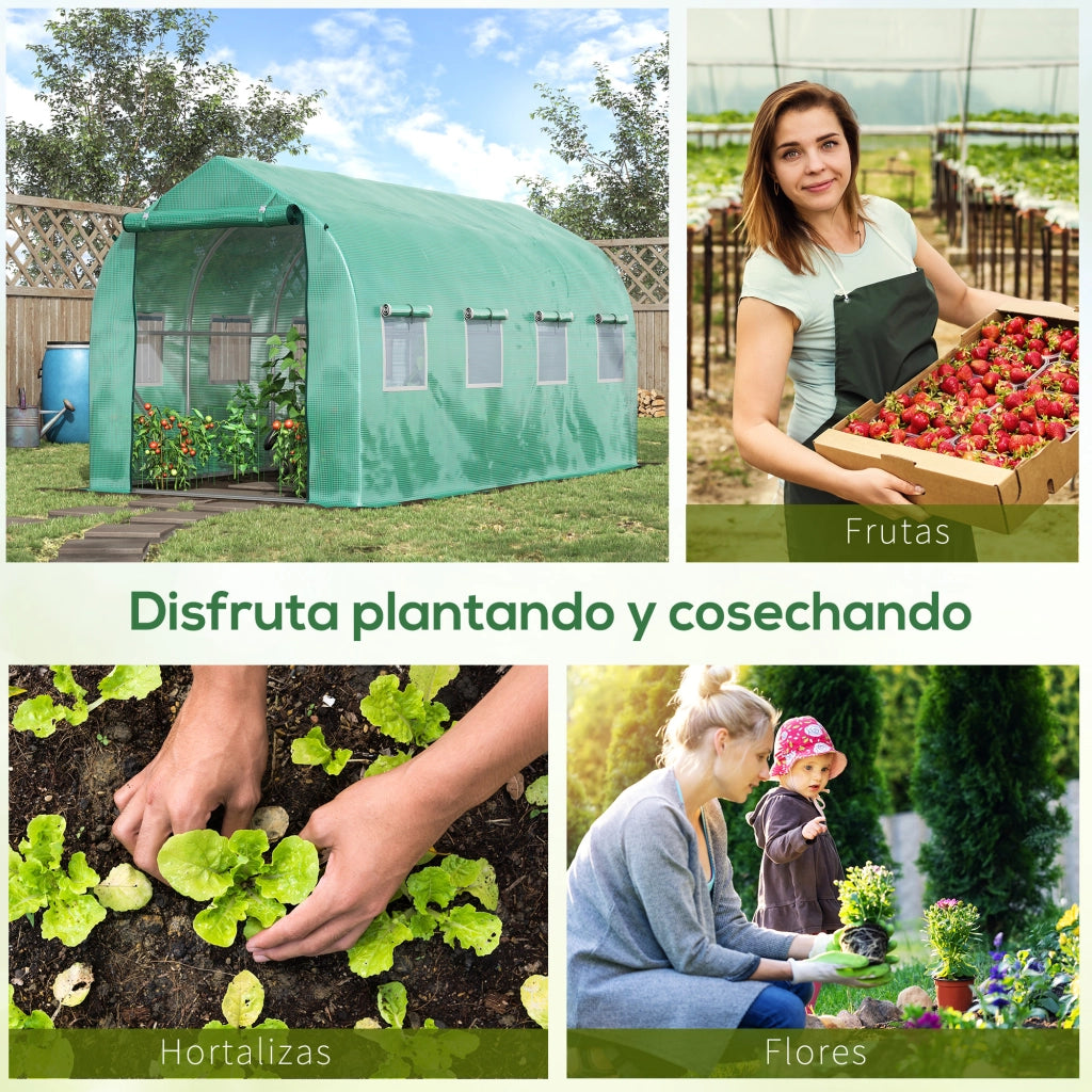 Serra Tunnel da Giardino ¨C Xylo ¨C 4x2x2m Verde con 8 Finestre in Rete
