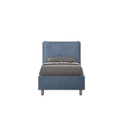 Letto singolo con rete imbottito 80x210 microfibra blu Appia