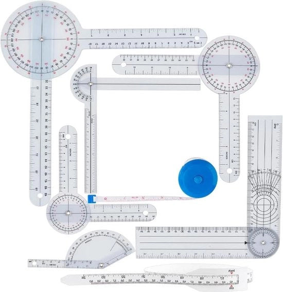 Set di goniometri 6 linee mediche - righidime di misurazione retrattili - linee mediche lunghe morbide - medici ortopedi studenti