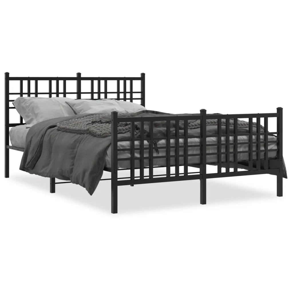 Giroletto con Testiera e Pediera-Struttura Letto Metallo Nero 120x190 cm 262823
