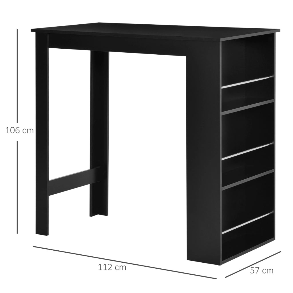 Tavolo da bar ¨C Minimal ¨C 112x57x106 cm, nero, 3 ripiani