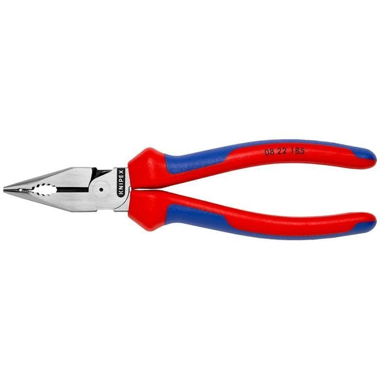 KNIPEX 08 22 185 Pinza Universale con Testa a Punta 185 mm Manici Comfort con Taglienti Temprati 64 HRC colore Nero