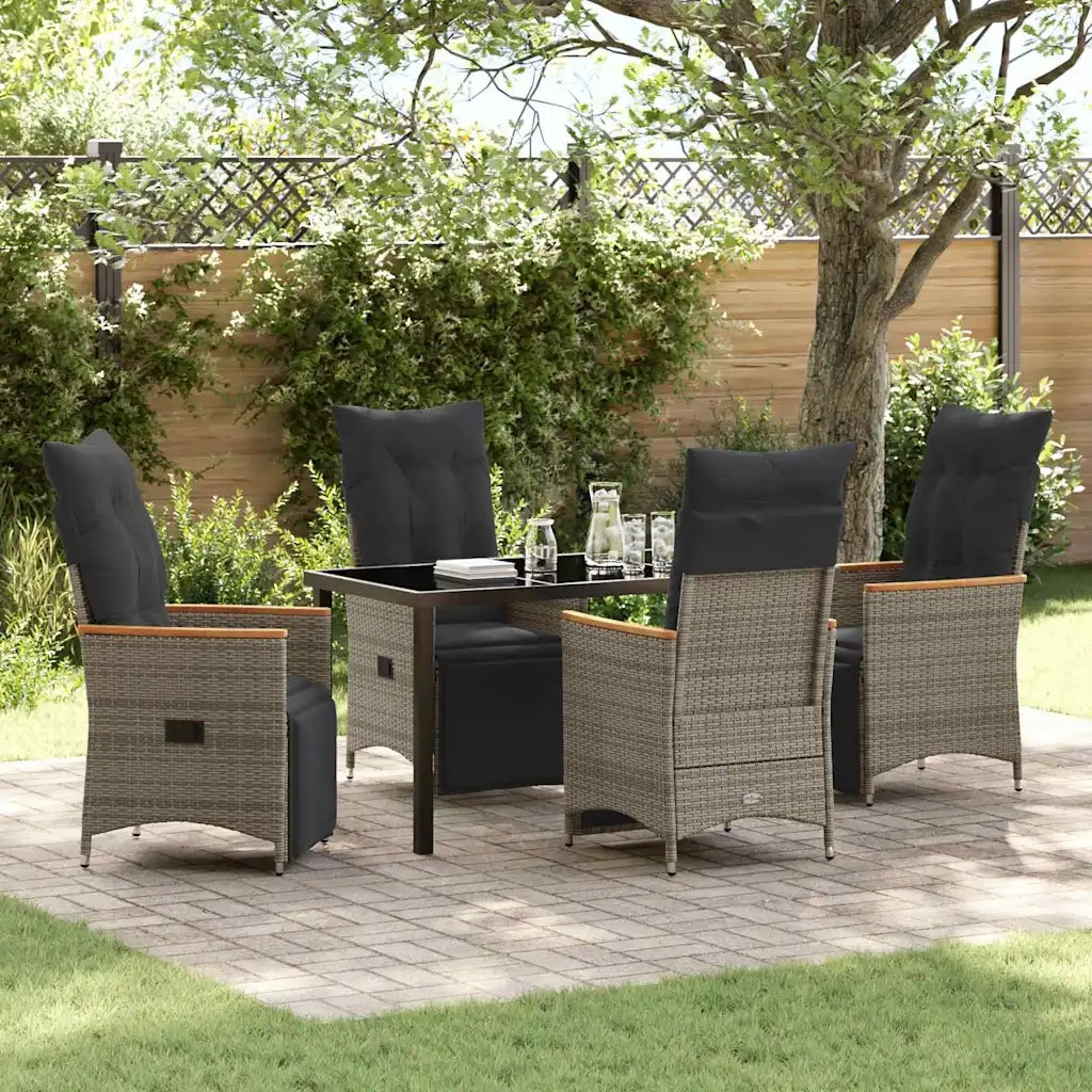 Set da Pranzo per Giardino con cuscino 5 pcs Grigio polyrattan 3379627