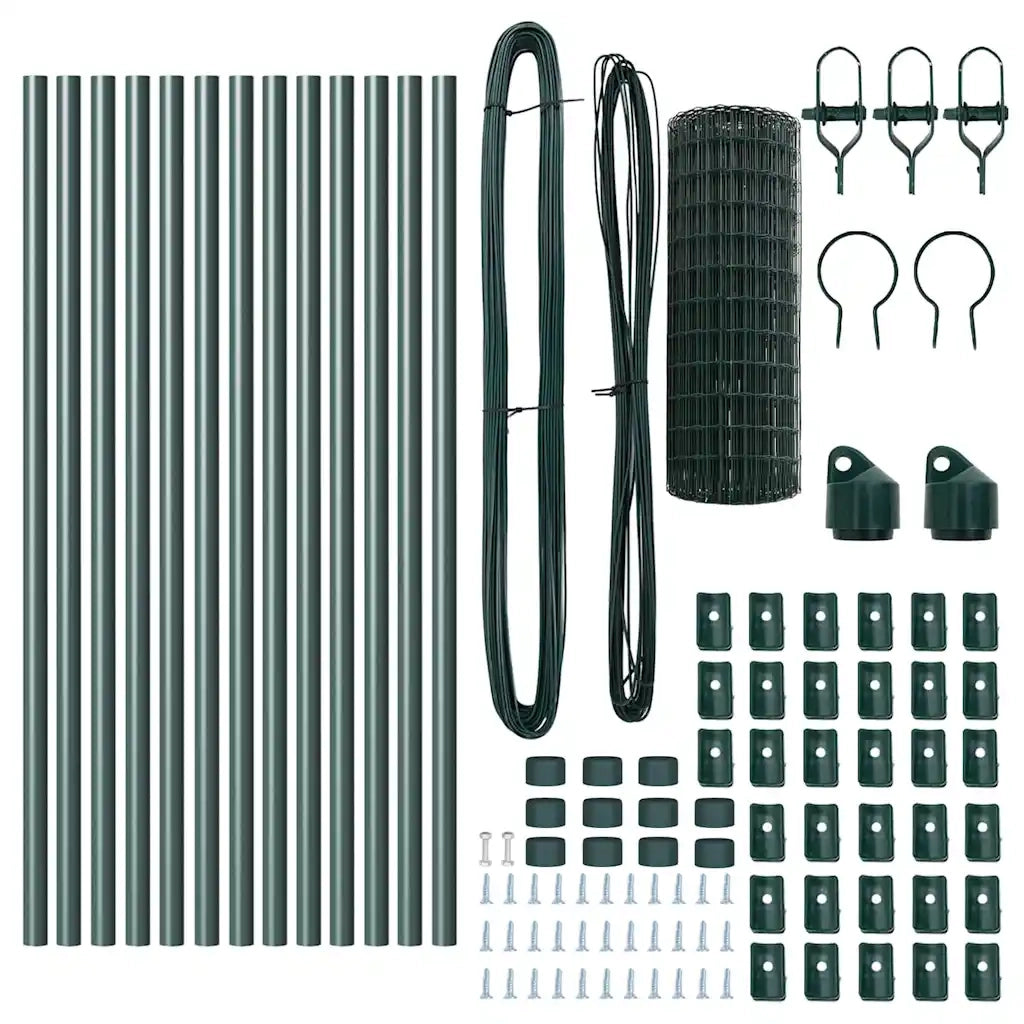 Recinzione da Giardino | Recinzione con Posto Verde 0,4 x 25 m Acciaio e PVC