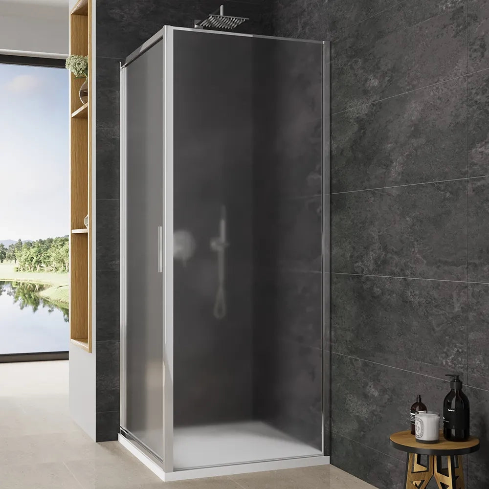 Box doccia slim 75x80cm con porta a battente e parete fissa profili cromati e vetro 6mm opaco h190| Portofino