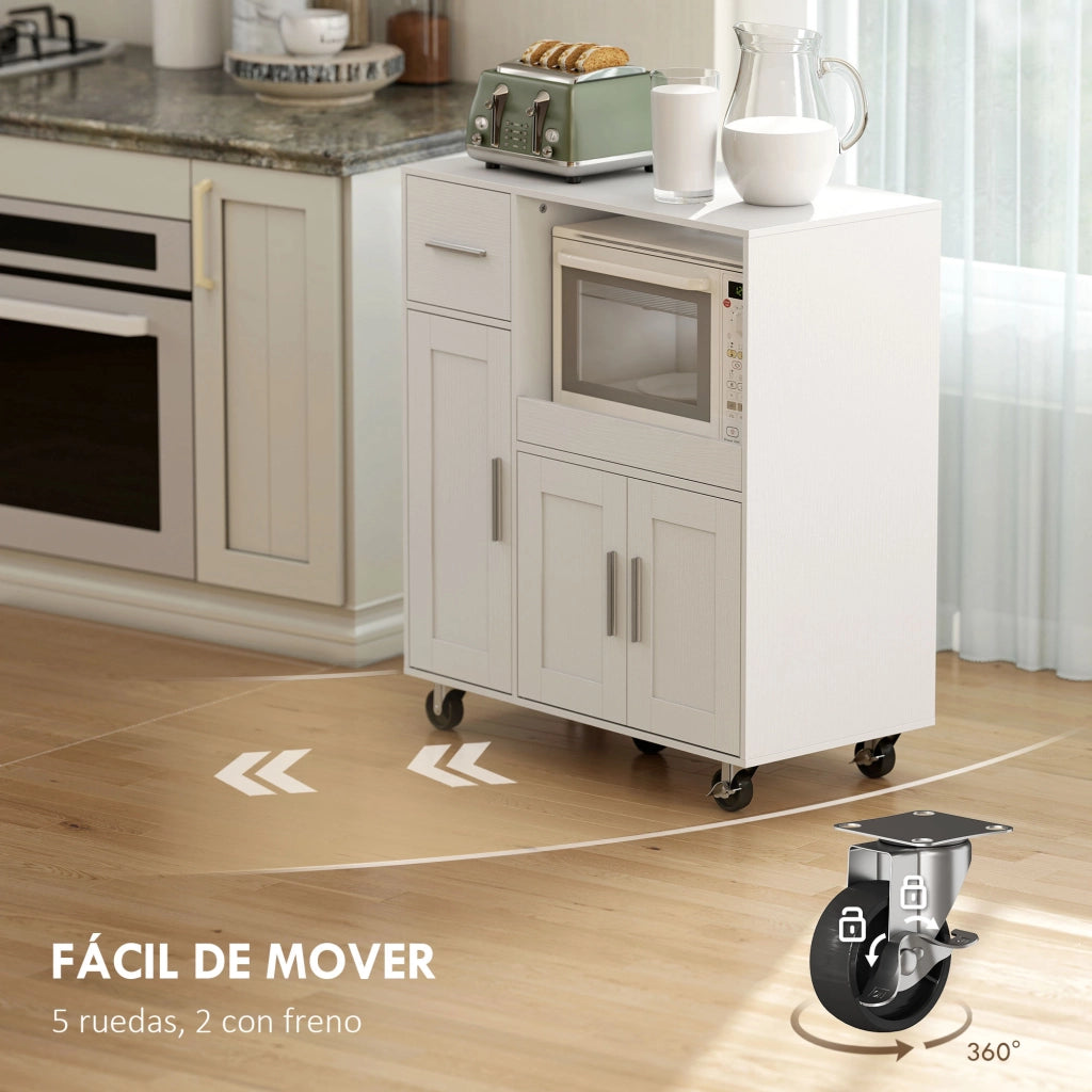 Carrello da Cucina con Ruote ¨C Xylo ¨C Bianco 80x40x88,7 cm