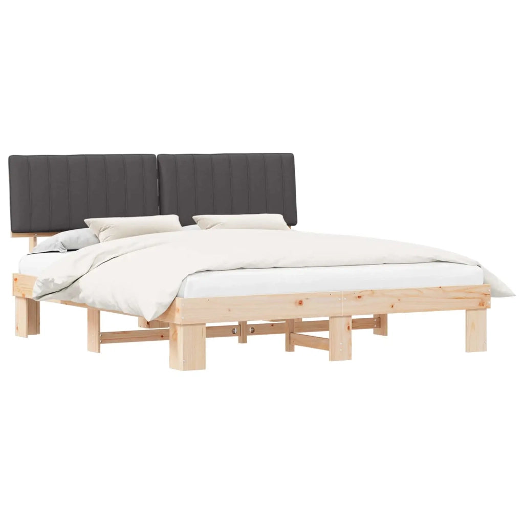 Letto con Testiera Rivestita Grigio scuro 180 x 200 cm
