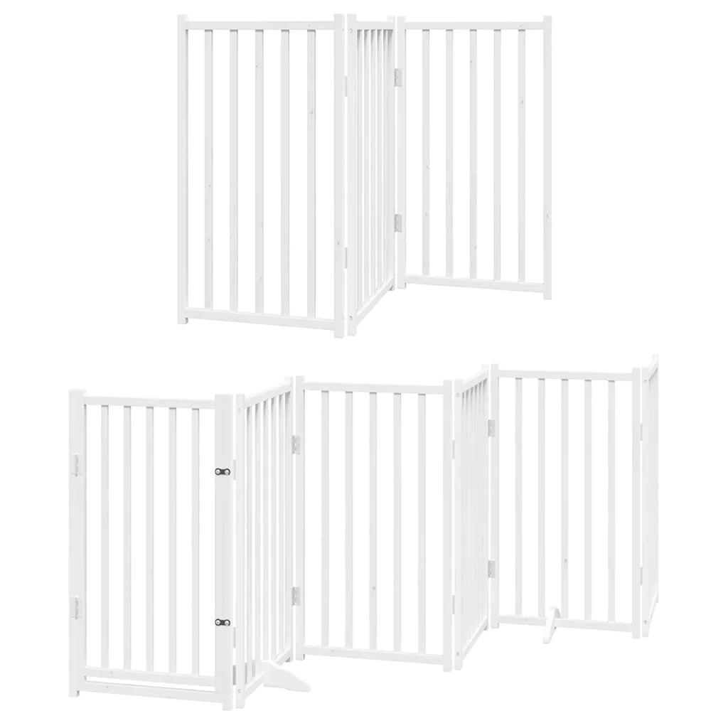 Cancello Cani Porta Pieghevole Bianco 9 Pannelli 450 cm Pioppo CFW9397145
