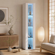 Vetrina 40x29x170 cm a 4 ripiani con LED multicolore controllato via app; bianca