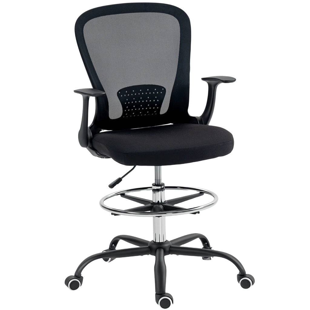 Sedia da ufficio girevole regolabile in altezza con supporto lombare e poggiapiedi, 62 x 59 x 119 cm, nero, per casa e ufficio