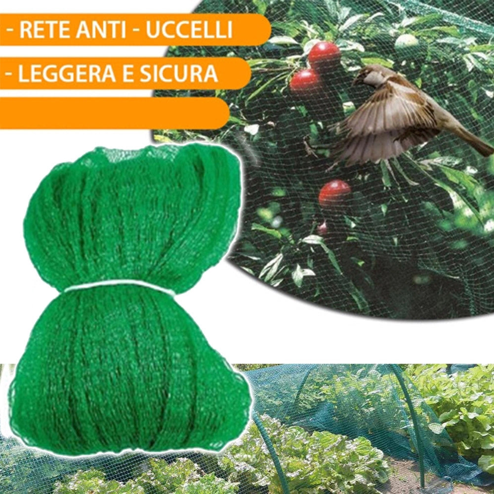 Trade Shop - Rete Anti Uccelli Protezione Ortaggi Verde 2 X 5 Metri Giardino Orto Antiuccelli -