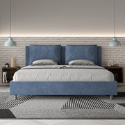 Letto imbottito Matrimoniale 180x190 cm Antea - Contenitore,Microfibra,Blu
