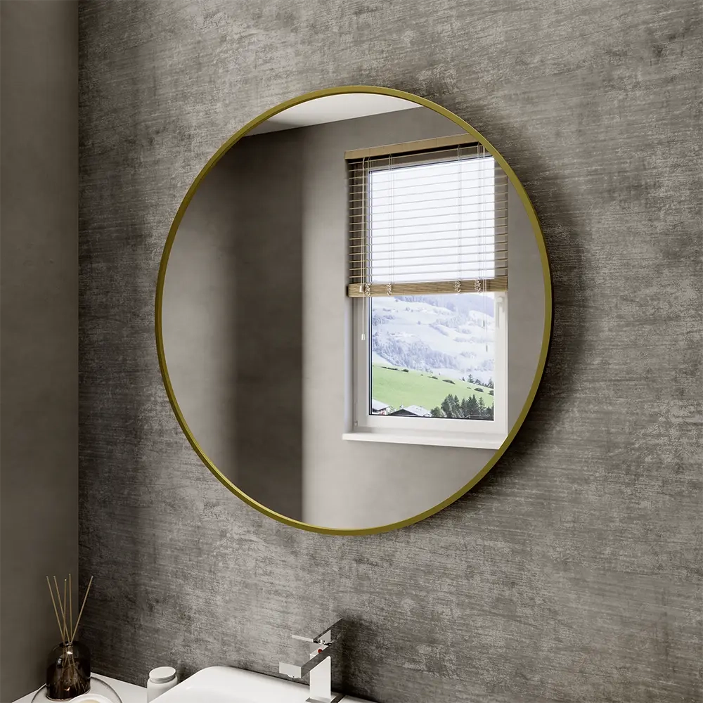 Specchio tondo Ø 100 cm con cornice dorata
