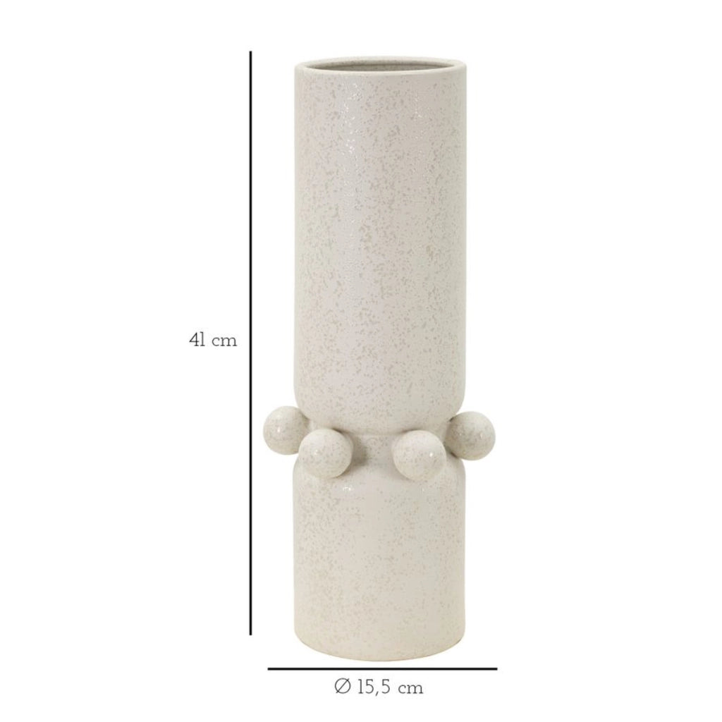 Vaso Decorativo VKH638, Beige, Ceramica, 15,5x15,5x41 cm
