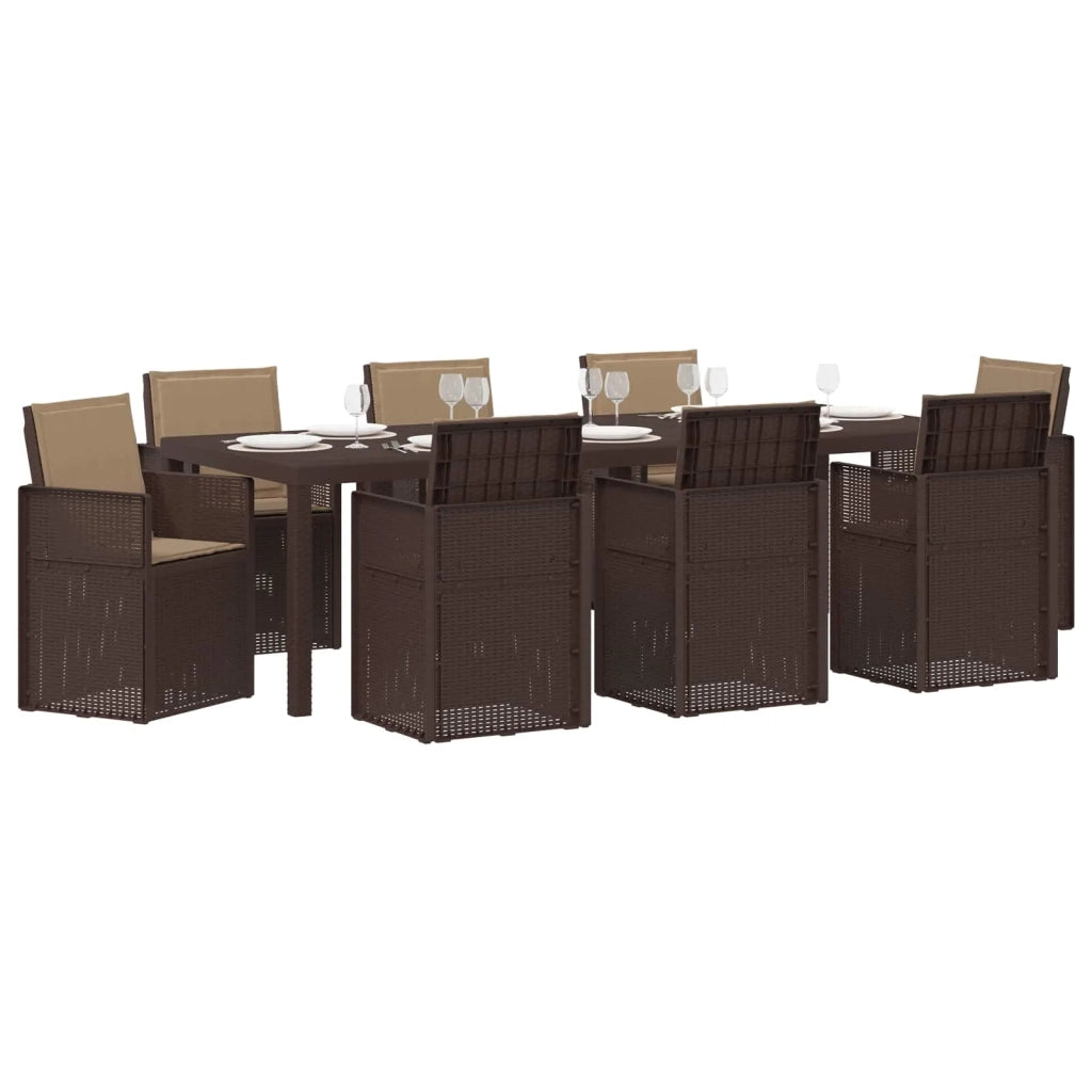 Set da Pranzo per Giardino 9 pcs Marrone e Tortora PP 3430093