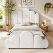 Letto singolo imbottito bouclé beige 90x200 cm