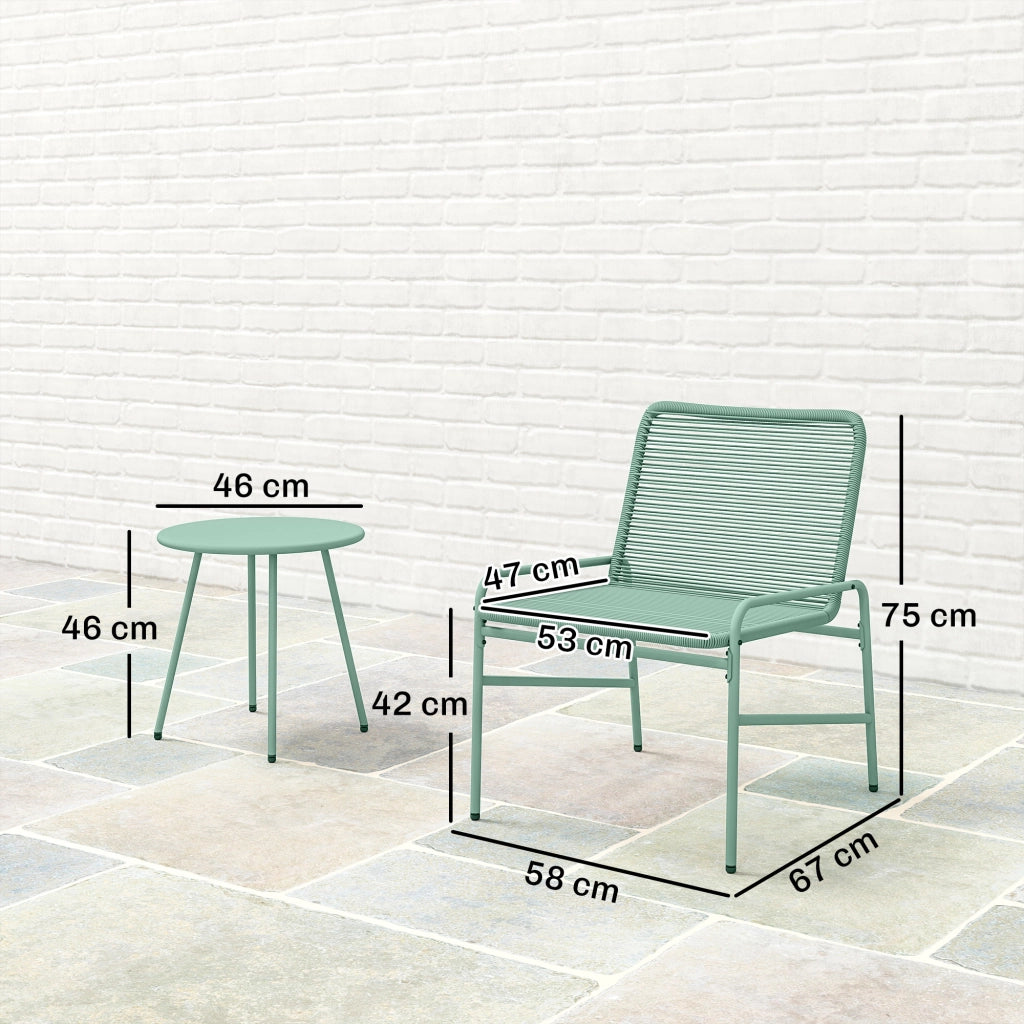 Set 3 Pezzi Sedie e Tavolo da Giardino in Rattan ¨C ZephMum ¨C Verde
