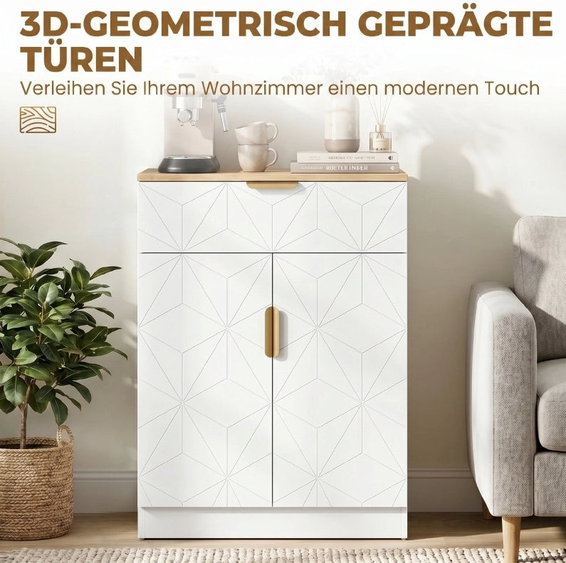 Credenza bianca con cassetto e ripiani regolabili