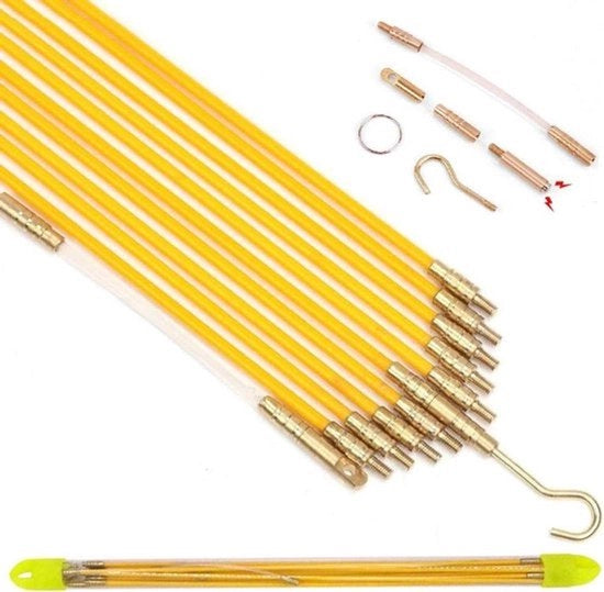 Set di manubri elettrici - Fibra ottica - Visband - Kit di visband con connessione - Grappino - Facile da utilizzare - Manubrio - Adatto per la pesca - Rosso/nero - Set da 10, 83 metri