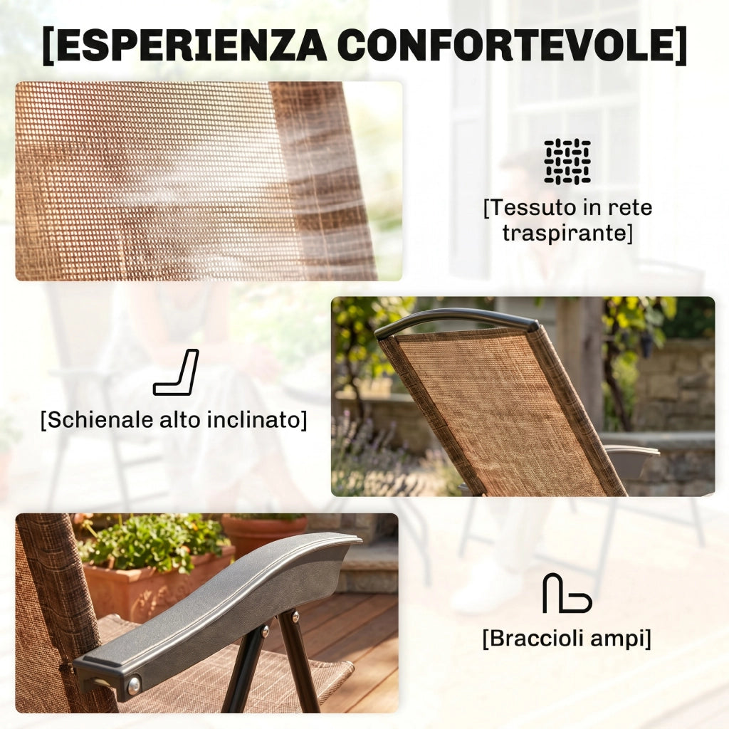 Set Tavolino con 2 Sedie Pieghevole Esterno ¨C Minimal ¨C Marrone