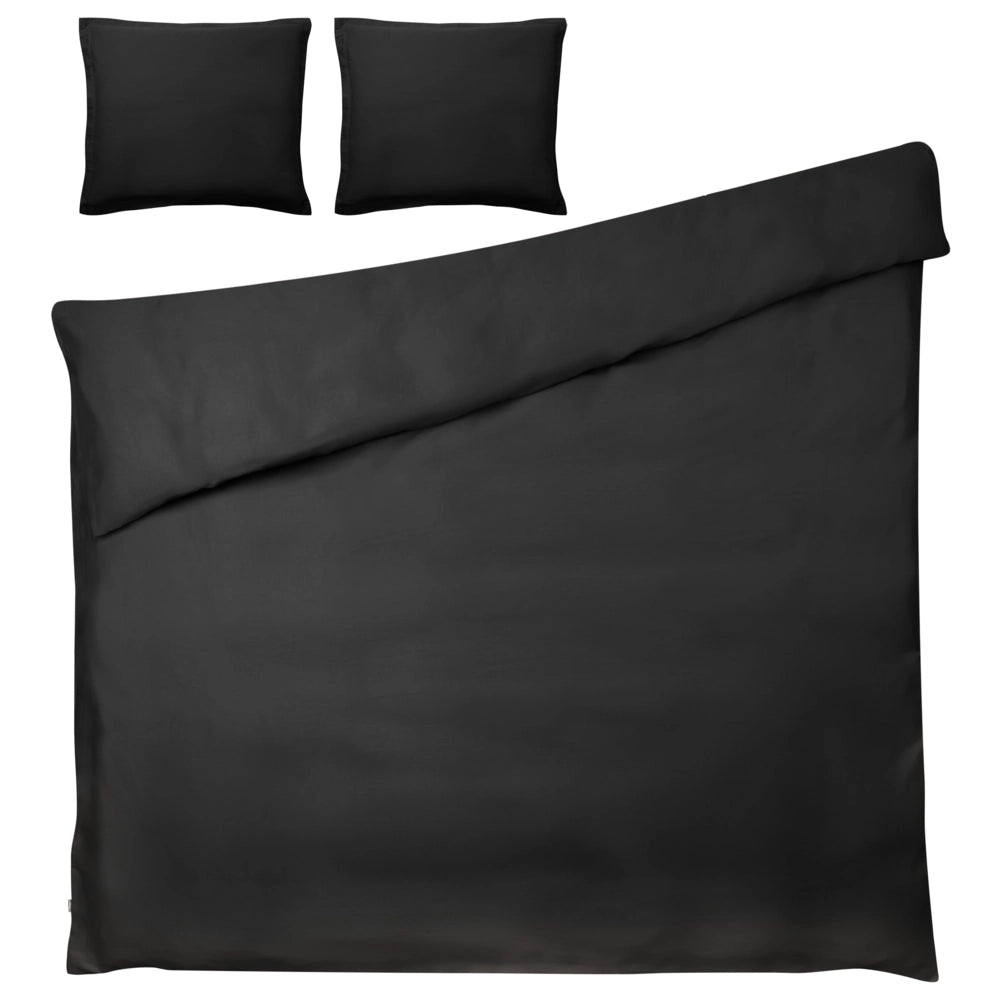 Set copripiumino e federa in cotone satinato nero 200 x 200 cm per una camera da letto moderna