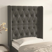 Testiera ad Orecchio-Testata con Orecchie Grigio Scuro 83x16x118/128 cm in Velluto 852810