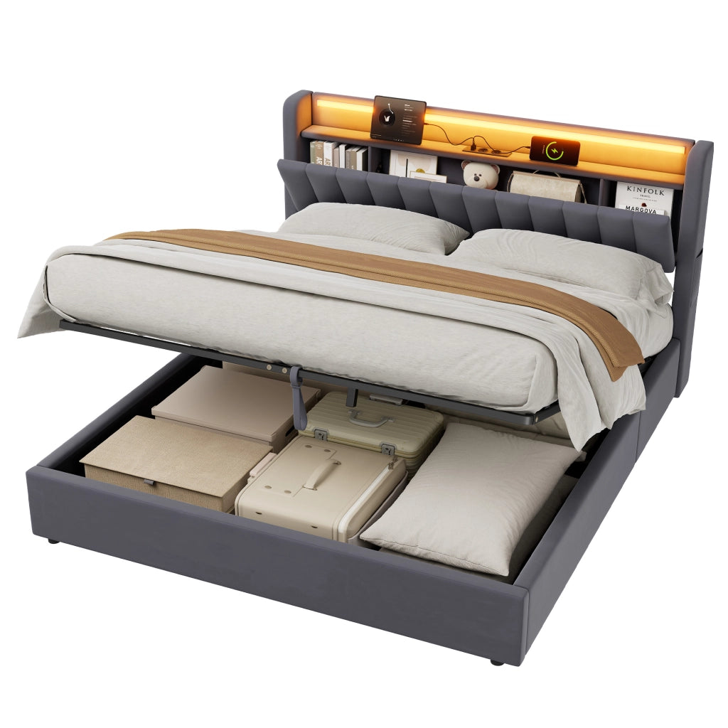 Letto contenitore 180x200 cm, colore grigio