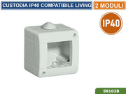 CUSTODIA ESTERNA IDROBOX 2 MODULI IP40 COMPATIBILE SERIE BTICINO LIVING