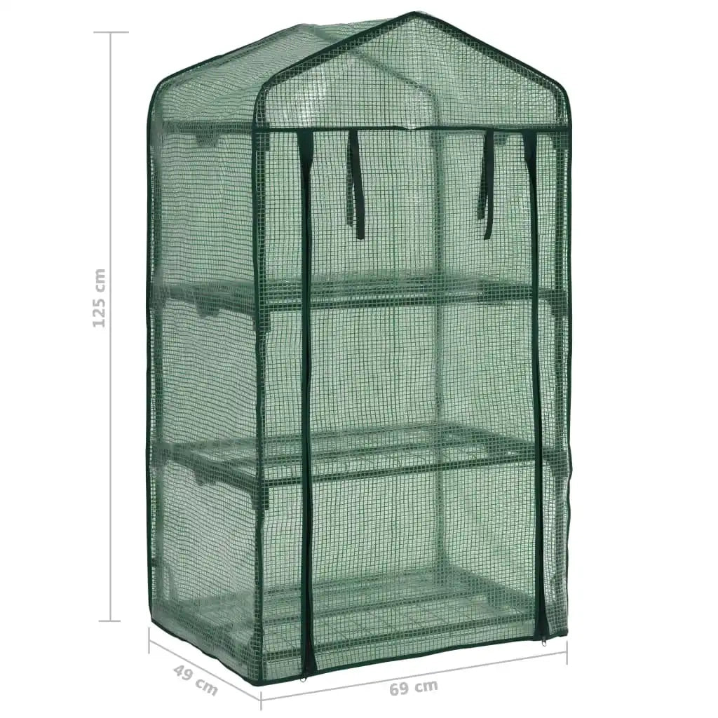 Mini serra a 3 livelli 69 x 49 x 125 cm facile accesso finitura resistente in polietilene verde 02_0045930