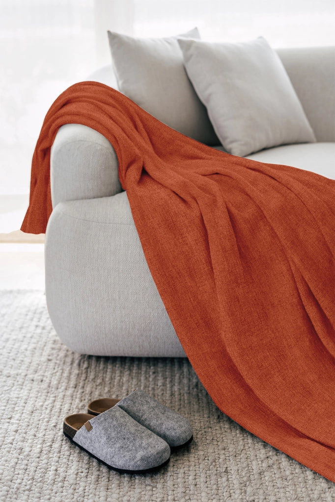 Telo Arredo Tinta Unita Made in Italy in Cotone Panama Grandfoulard Copritutto Arancio Chiaro - 1 Posto 280x170
