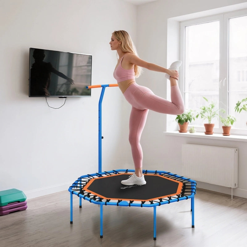 Trampolino fitness pieghevole con maniglione regolabile in plastica nera per allenamento in casa 128 × 120 × 98 cm