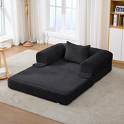 Poltrona letto singola trasformabile 2 in 1 in tessuto a coste nera
