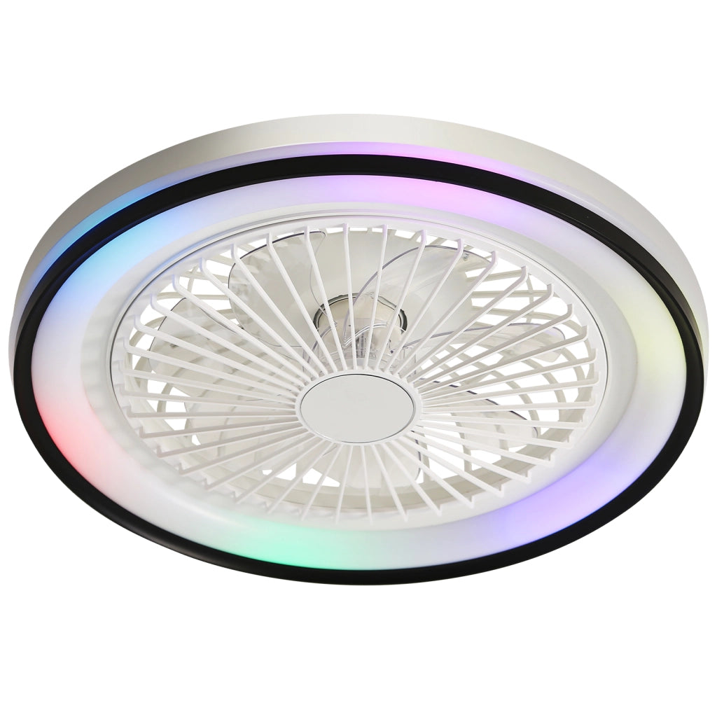 Ventilatore da soffitto con luce e telecomando; 48;26 cm; profilo basso; ABS; bianco