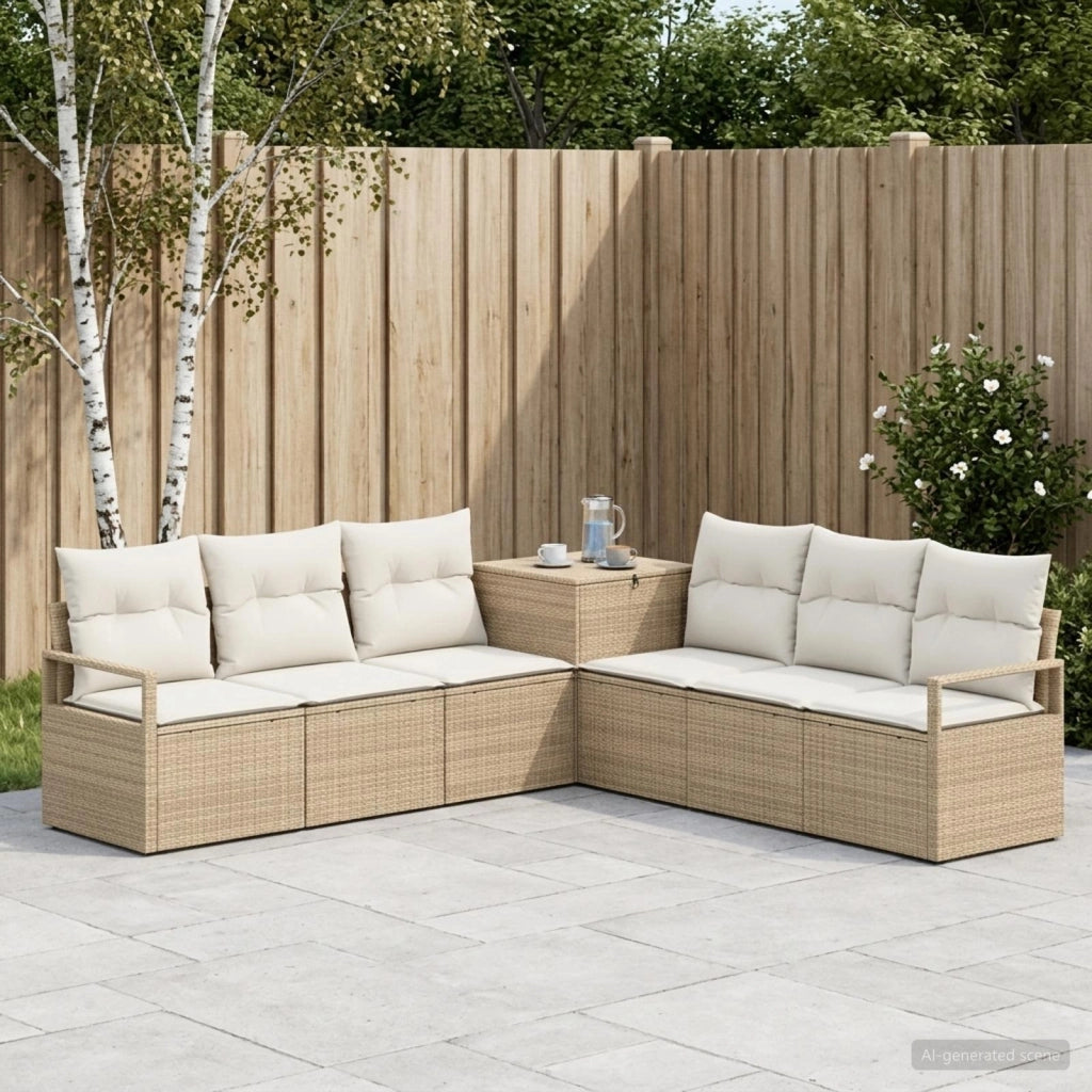 Set di divani 7 pz Beige e Bianco Crema 3448728