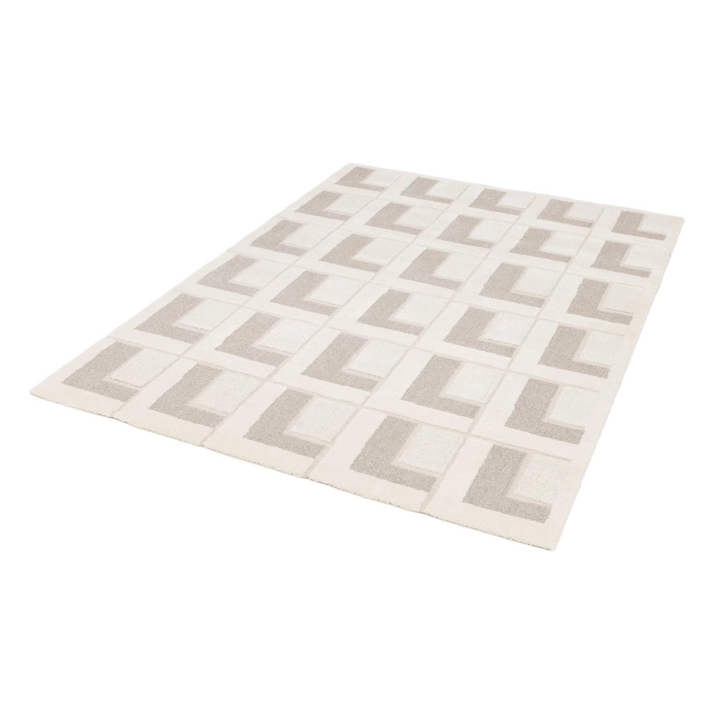 Tappeto da interno con motivi geometrici crema