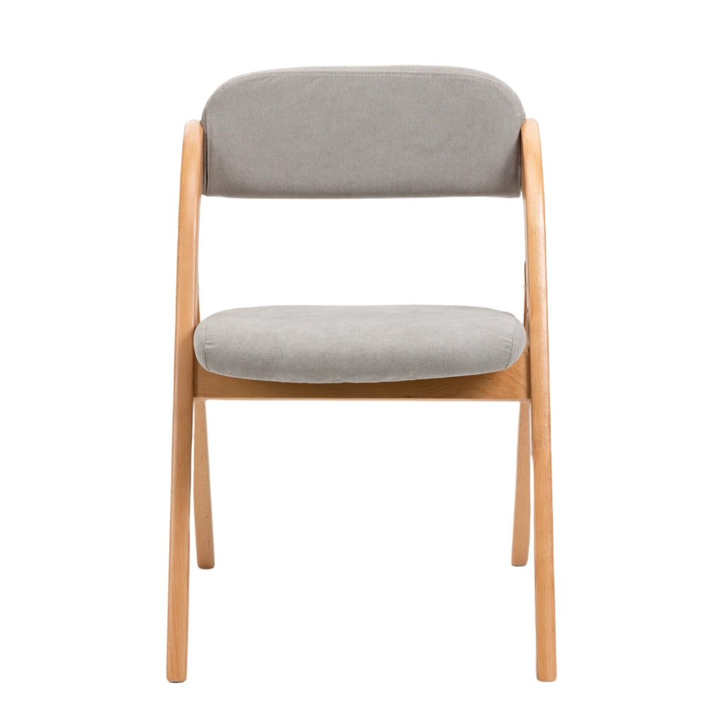 Set di 2 sedie pieghevoli - con seduta imbottita e schienale rinforzato - in legno massiccio grigio