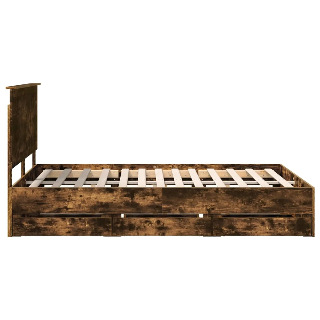 Struttura del letto con cassetto-Giroletto con contenitore-Rete del Letto Rovere fum¨¦ 135 x 190 cm 367609