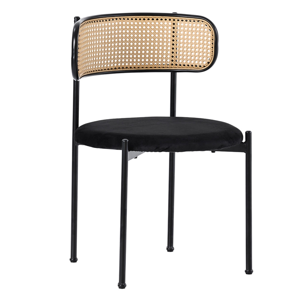 Sedia da Pranzo in Velluto con Gambe in Metallo, Set 2 Pezzi ¨C Xylo ¨C Nero