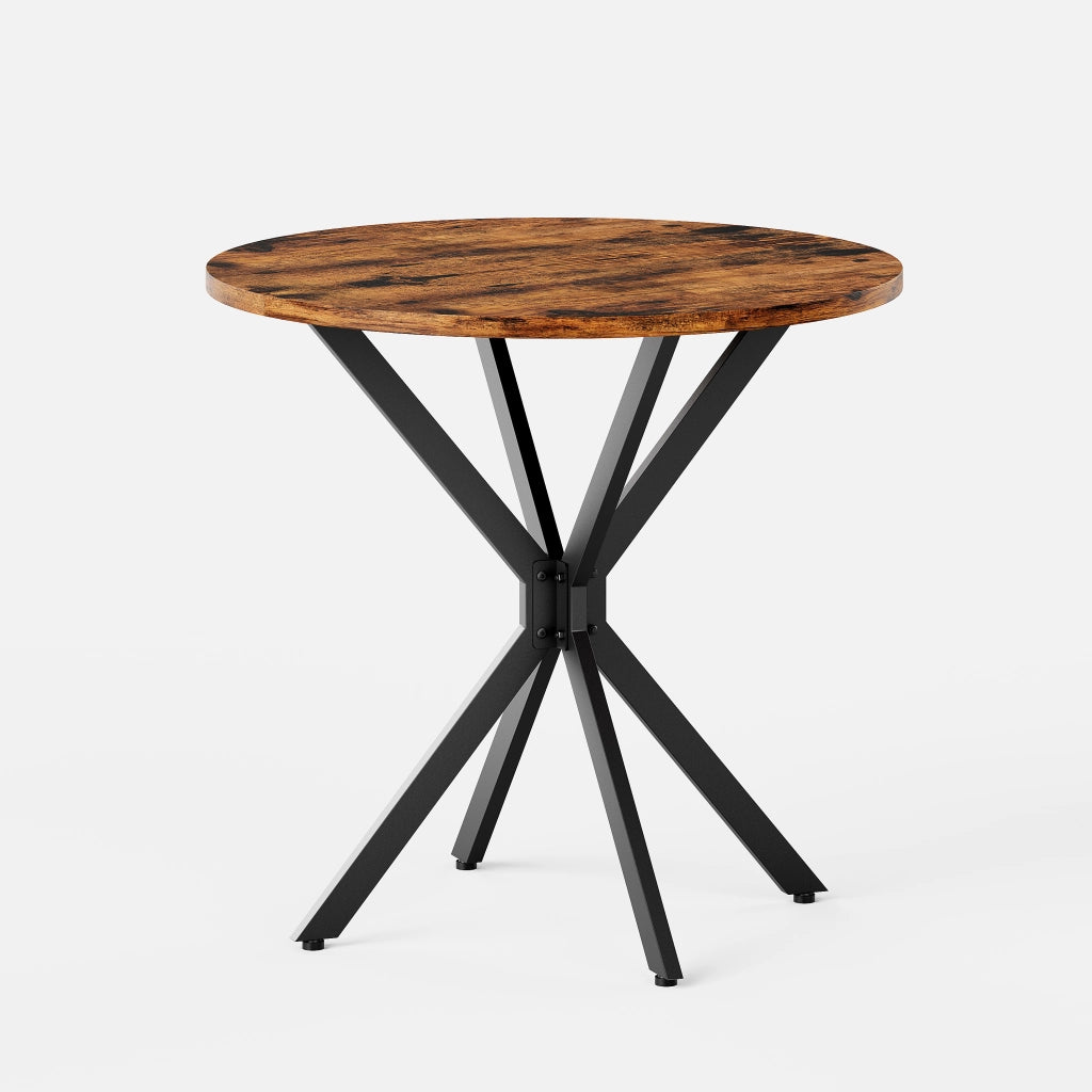 Tavolo da pranzo rotondo per 2 persone con gambe incrociate regolabili, stile industriale, nero, diametro 80 cm
